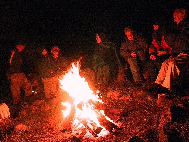 Good friends around the bonfire