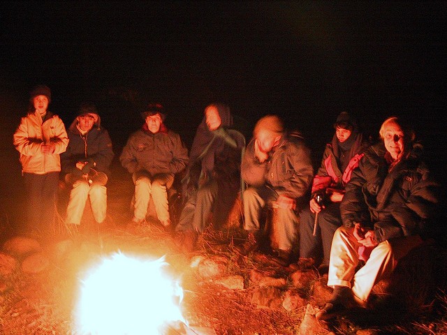 Good friends around the bonfire