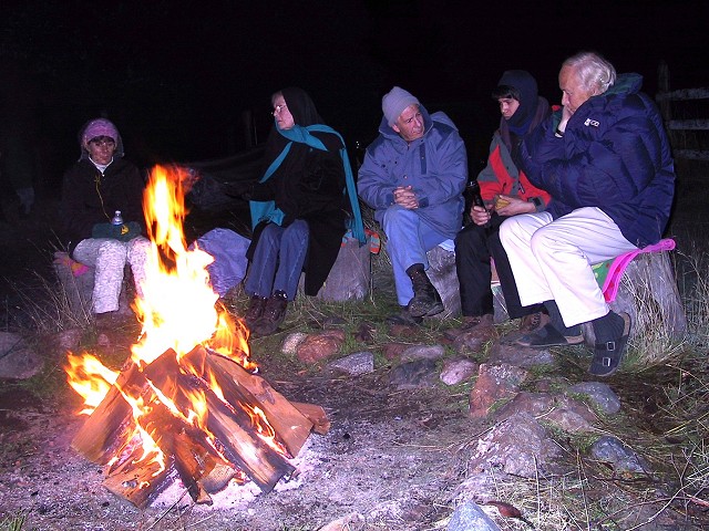 Good friends around the bonfire