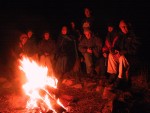 Good friends around the bonfire